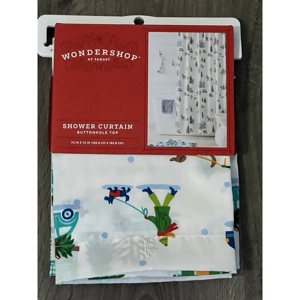 NWT Target‎ Wondershop Green Tree Shower Curtain Viral Christmas Forrest White